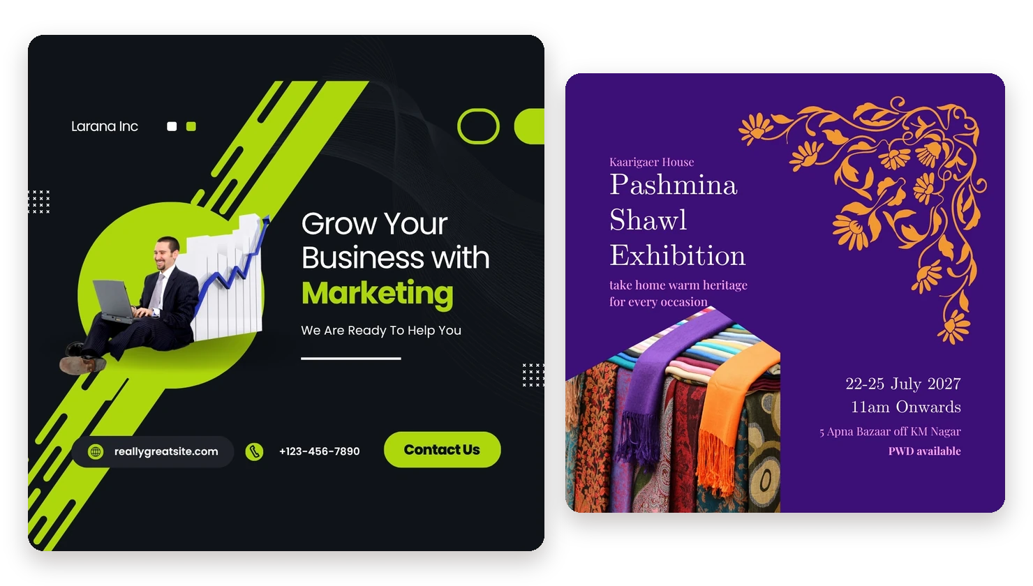 Marketing campaign and event graphics for social media