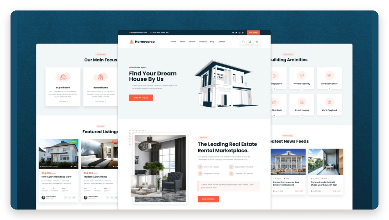 Responsive real-estate website with property listings