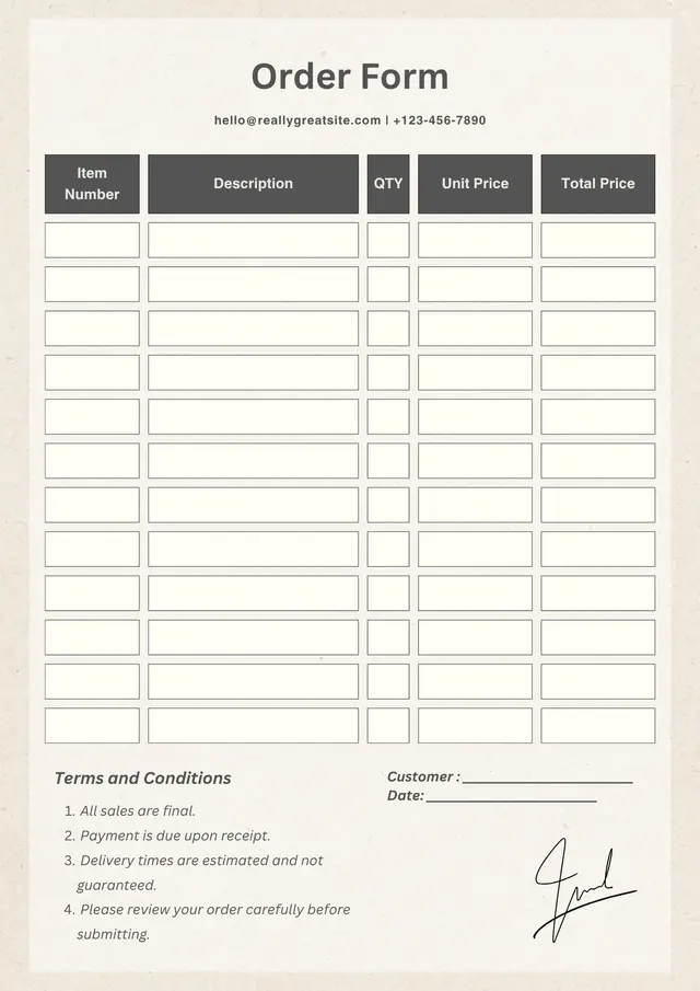 Order Forms